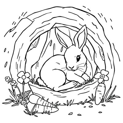Kolorowanka: króliczek w norce