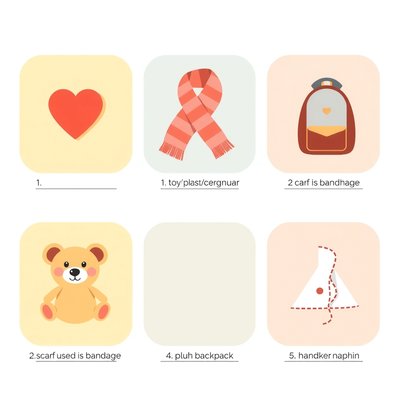 Fiszki — przedmioty z zestawu pierwszej pomocy