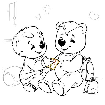 Kolorowanka — Mały Ratownik i pluszak