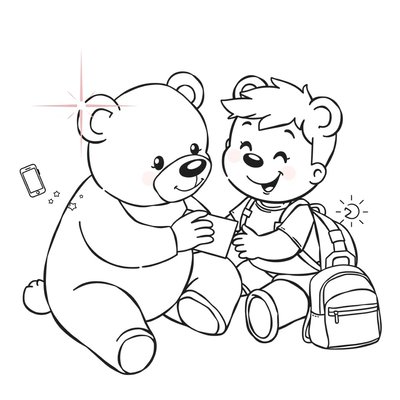 Kolorowanka — Mały Ratownik i pluszak