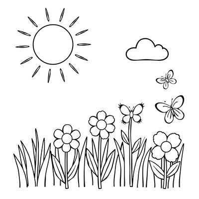 Kolorowanka — Kontury łąki do malowania palcami