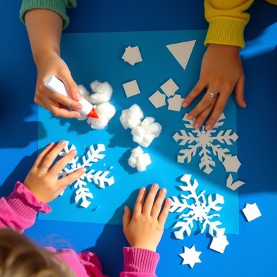 Zabawa plastyczna — tworzenie płatków śniegu
