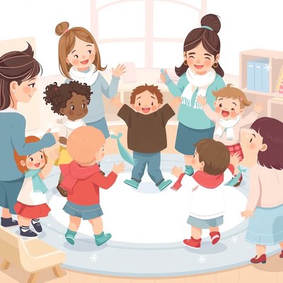 Dzieci tańczące jak płatki śniegu