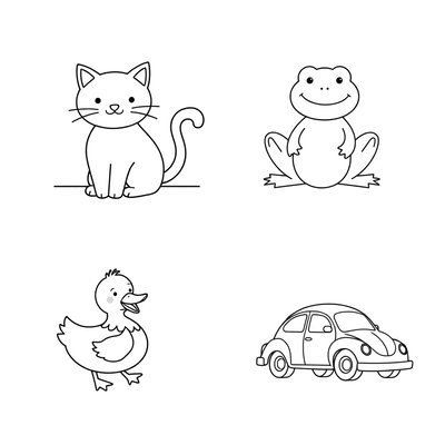 Kolorowanka prosta — zwierzątka (kontury)