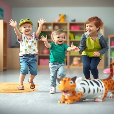 Ruchowa gra — dzieci naśladują zwierzęta