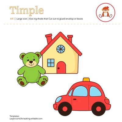 Karty do sortowania kopert (miś, domek, samochód)