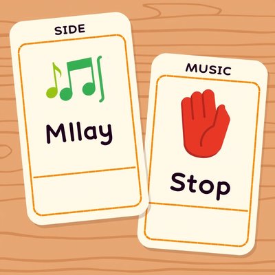 Karta sygnałowa 'Muzyka stop' i 'Muzyka graj'