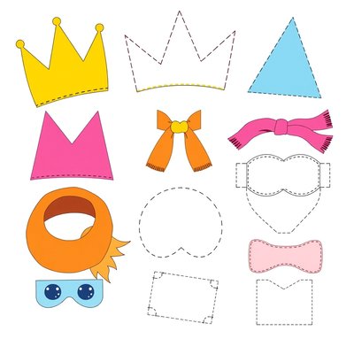 Szablony rekwizytów: czapeczki, szaliki, korony