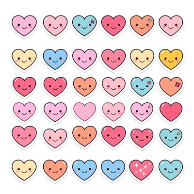 Arkusz naklejek: Kolorowe serduszka
