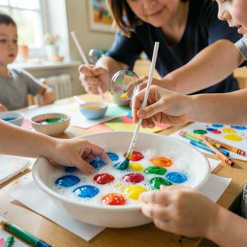 Kolorowe bańki — plastyczne obchody Międzynarodowego Dnia Płynów do Mycia Naczyń - Scenariusz Zajęć