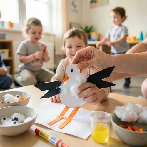 Bocian — plastyczny kolaż (2–3 lata) - Scenariusz Zajęć