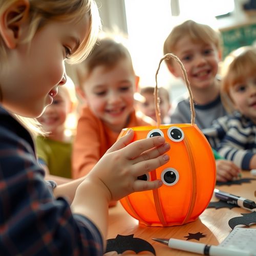 Dyniowy lampion i latający nietoperz — plastyczne Halloween - Scenariusz Zajęć