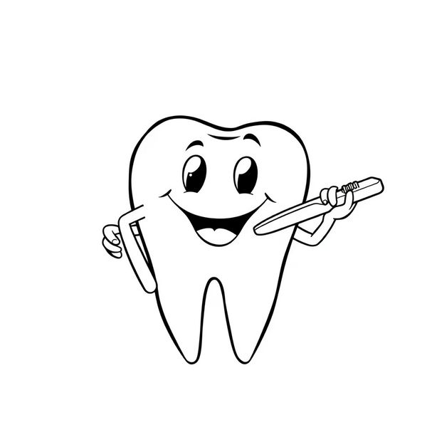 Kolorowanka: ząb ze szczoteczką