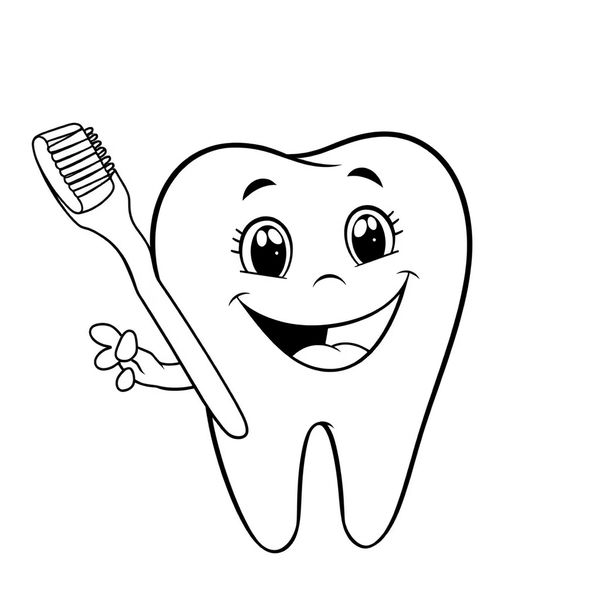Kolorowanka: ząb ze szczoteczką