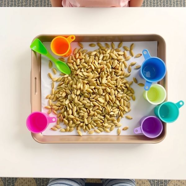 Stacja sensoryczna z nasionami (tacka z przyborami)