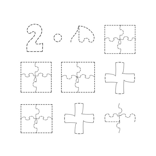 Szablon puzzla do druku (2–4 części) - Szablony - Dzień Puzzli