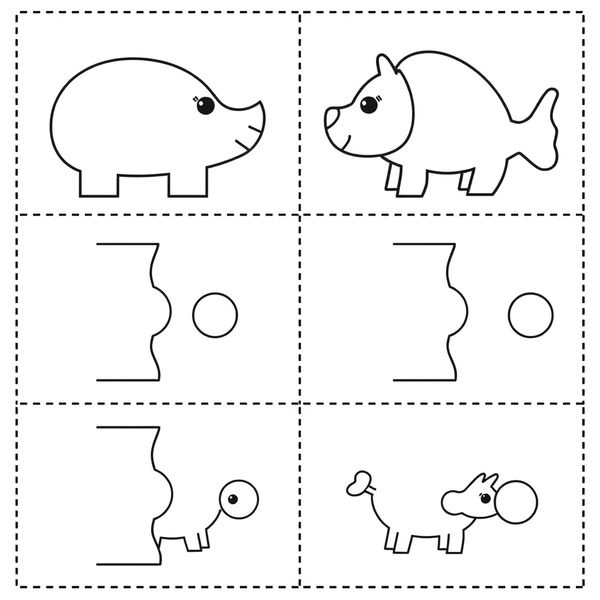 Plansze do dopasowywania fragmentów (2–3 części na obrazek) - Szablony - Dzień Puzzli