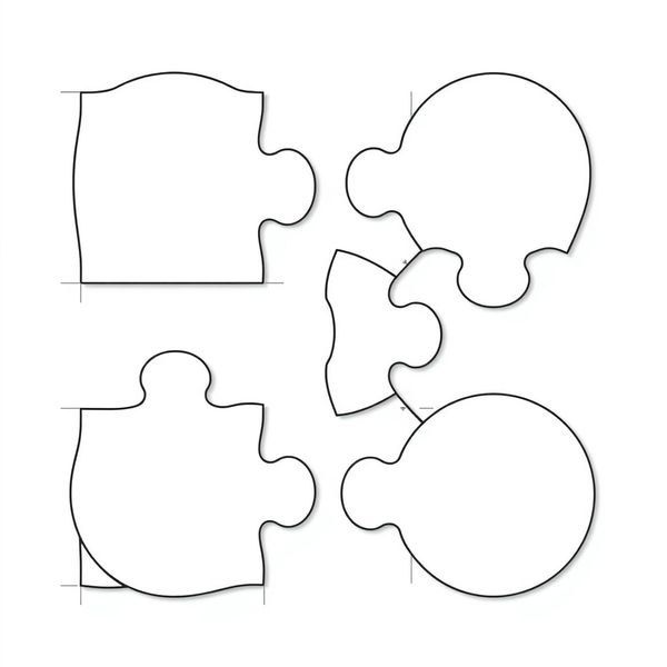 Wzory drewnianych puzzli z uchwytami (szablon do wycięcia) - Szablony - Dzień Puzzli