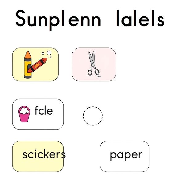 Etykiety na pojemniki z przyborami