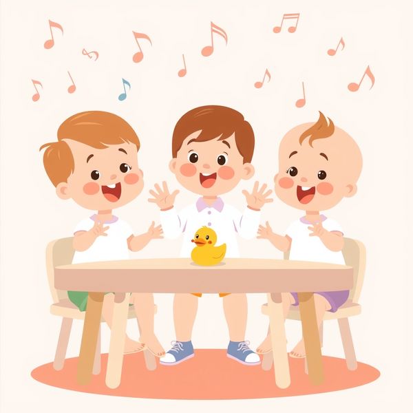 Ilustracja zabawy ruchowej: 'pływanie' kaczuszek - Materiały - Dzień Gumowej Kaczki