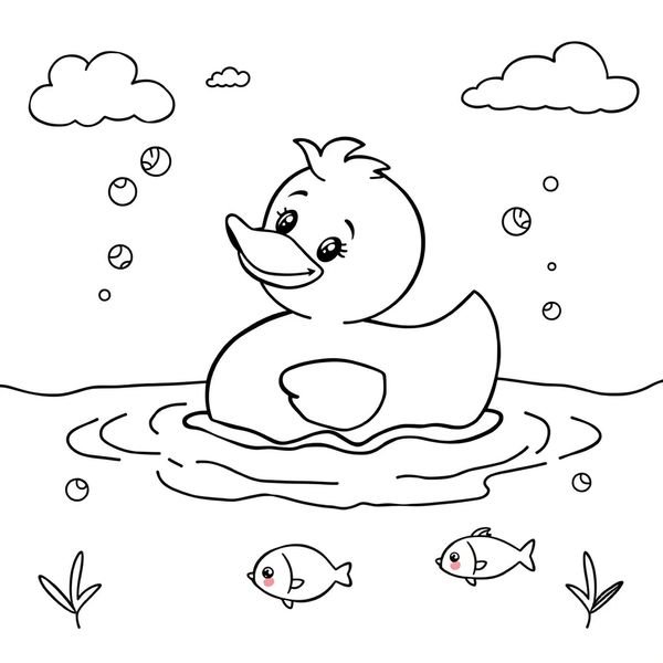Kolorowanka: gumowa kaczuszka na wodzie - Kolorowanki - Dzień Gumowej Kaczki