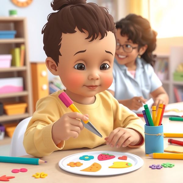 Ilustracja pokazowa: dziecko robi talerzyk