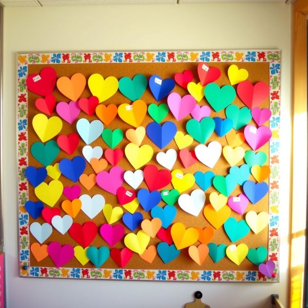 Tablica wystawowa z serduszkami