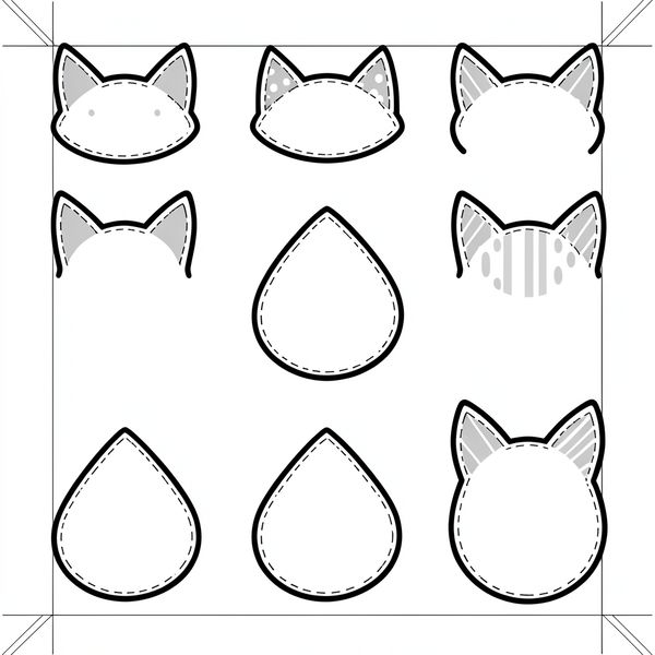 Arkusz z uszkami — różne rozmiary - Szablony - Dzień Kota