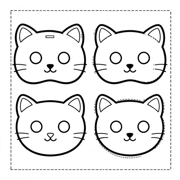 Szablon maski kota — kontury do wycięcia - Szablony - Dzień Kota