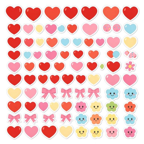 Arkusz naklejek — małe serduszka i kółeczka - Materiały - Walentynki