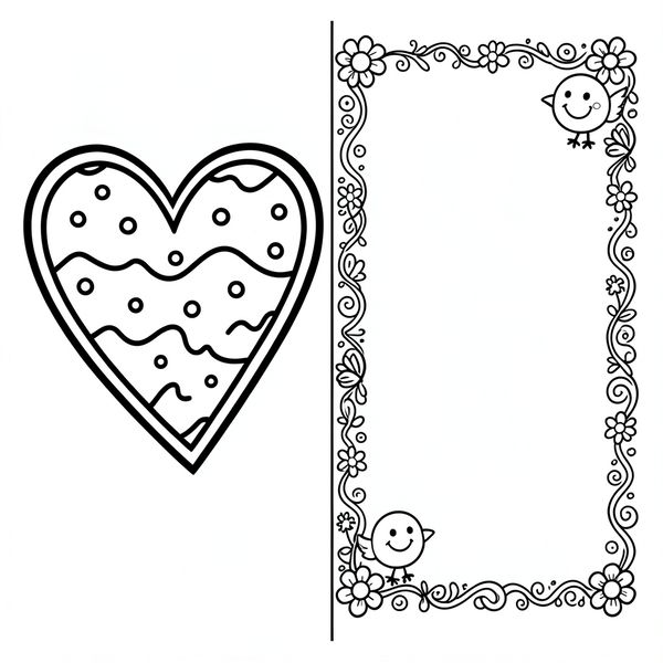 Strona do kolorowania — Laurka z dużym sercem - Kolorowanki - Walentynki