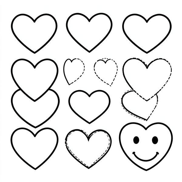 Szablony serc — różne rozmiary (arkusz A4) - Szablony - Walentynki