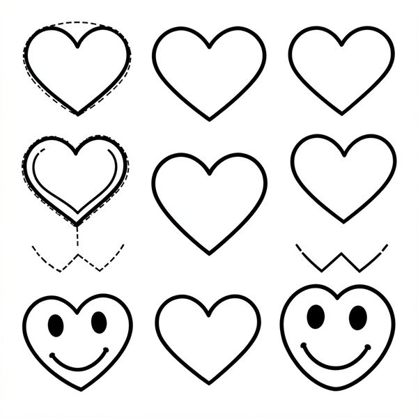 Szablony serc — różne rozmiary (arkusz A4) - Szablony - Walentynki