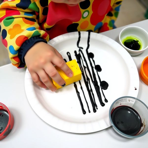 Malowanie pasków — stempel z gąbki (zbliżenie rąk) - Materiały - Dzień Zebry