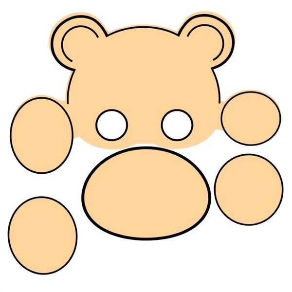 Szablon - głowa, uszy, pyszczek (do druku) - Szablony - Dzień Niedźwiedzia