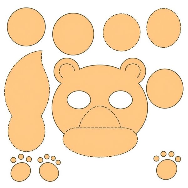 Szablon - głowa, uszy, pyszczek (do druku) - Szablony - Dzień Niedźwiedzia