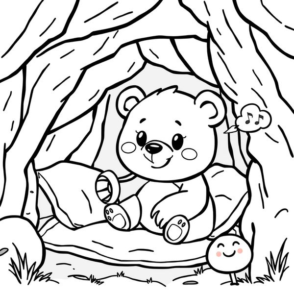 Kolorowanka: Niedźwiadek w jaskini - Kolorowanki - Dzień Niedźwiedzia