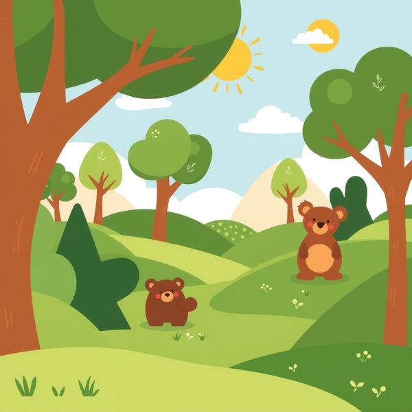 Tło: las do wspólnej kompozycji - Materiały - Dzień Niedźwiedzia