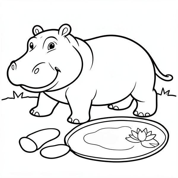 Kolorowanka — hipopotam dla maluchów - Kolorowanki - Dzień Hipopotama