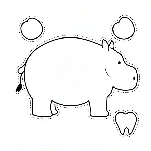 Szablon hipopotama (duży) - Szablony - Dzień Hipopotama