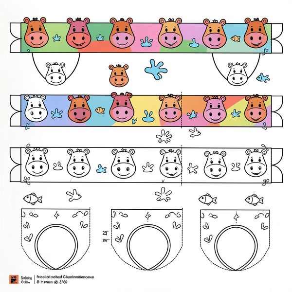 Szablon opasek na głowę (hipopotam) - Szablony - Dzień Hipopotama