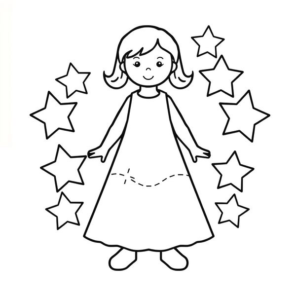 Kolorowanka — laleczka i gwiazdki - Kolorowanki - Andrzejki