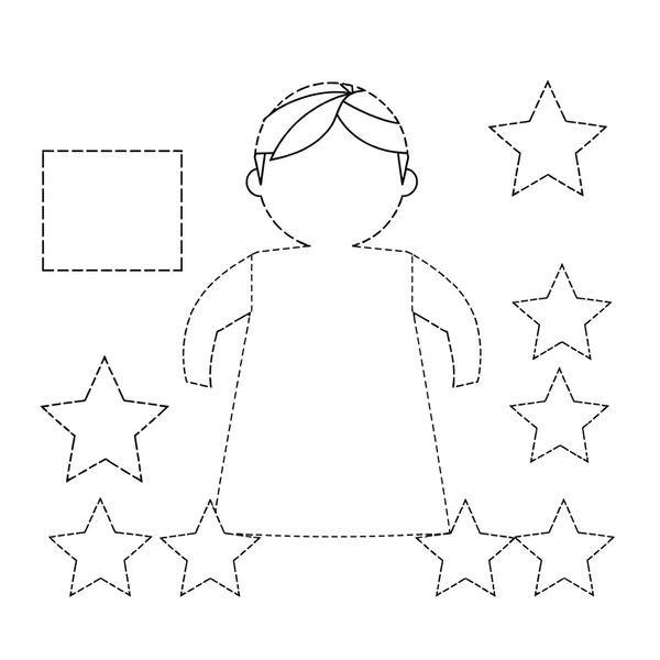Szablony do wycinania — laleczka i gwiazdki