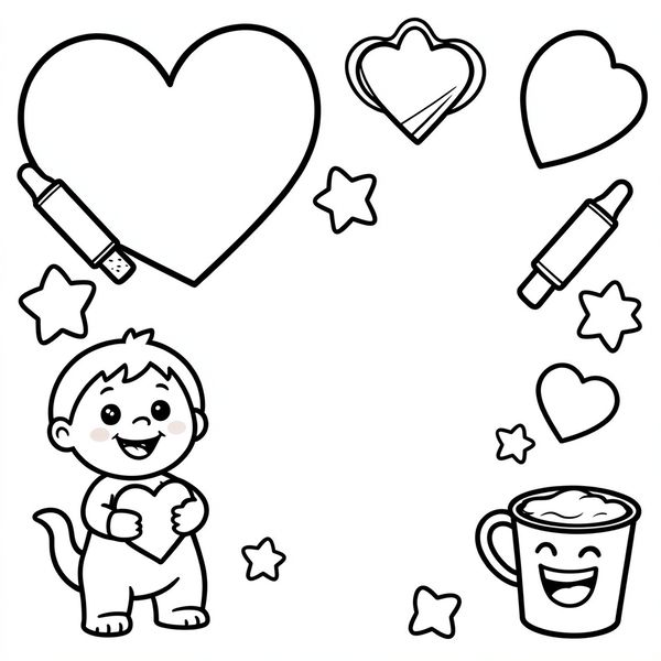 Kolorowanka: walentynkowe serduszka i proste motywy - Kolorowanki - Walentynki