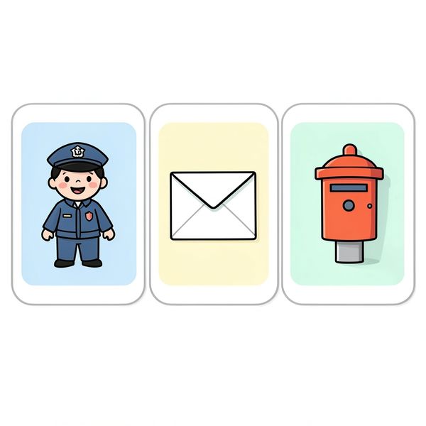 Karty obrazkowe: listonosz, list, skrzynka - Materiały - Dzień Listonosza