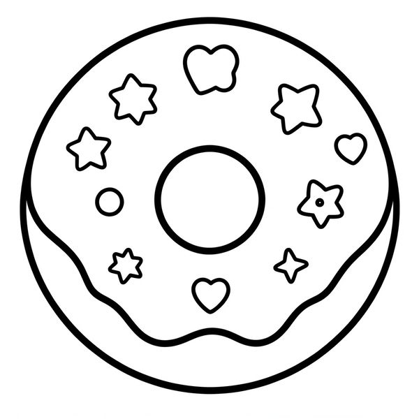 Kolorowanka — pączek z polewą i posypką - Kolorowanki - Tłusty Czwartek