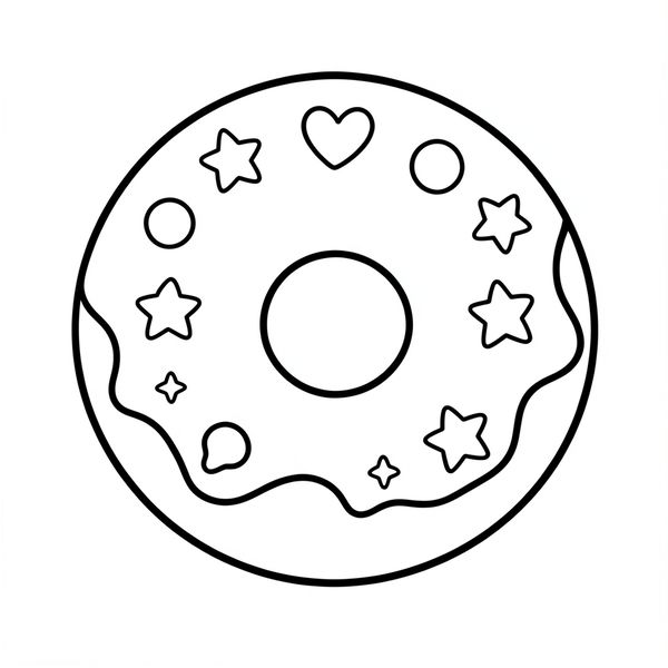 Kolorowanka — pączek z polewą i posypką - Kolorowanki - Tłusty Czwartek