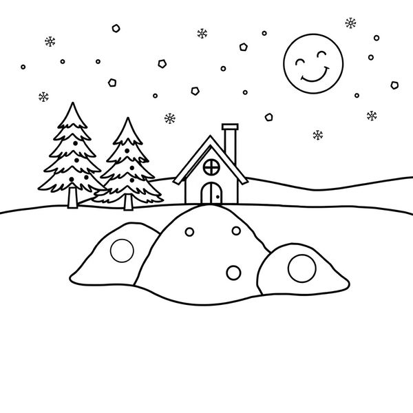 Kolorowanka – zimowy krajobraz