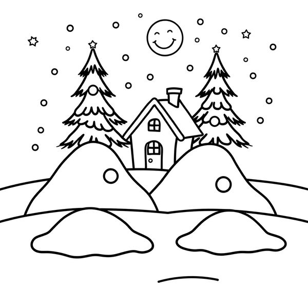 Kolorowanka – zimowy krajobraz