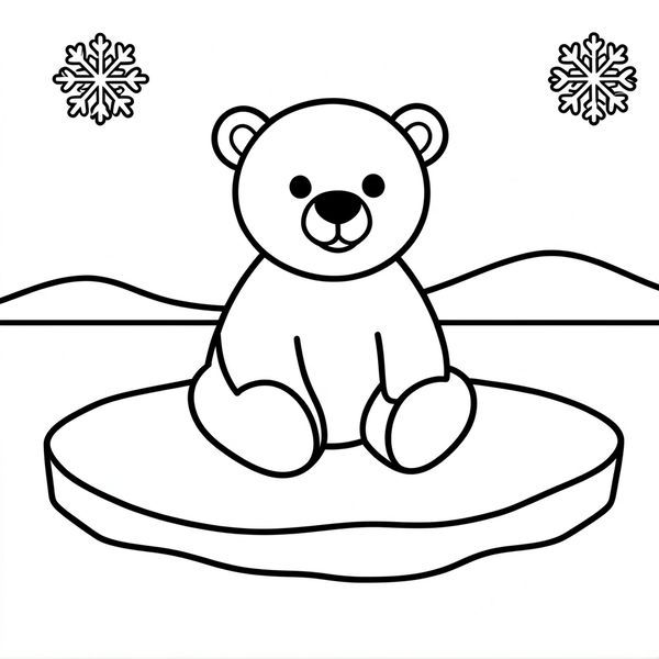 Kolorowanka — miś polarny na kry - Kolorowanki - Dzień Niedźwiedzia Polarnego